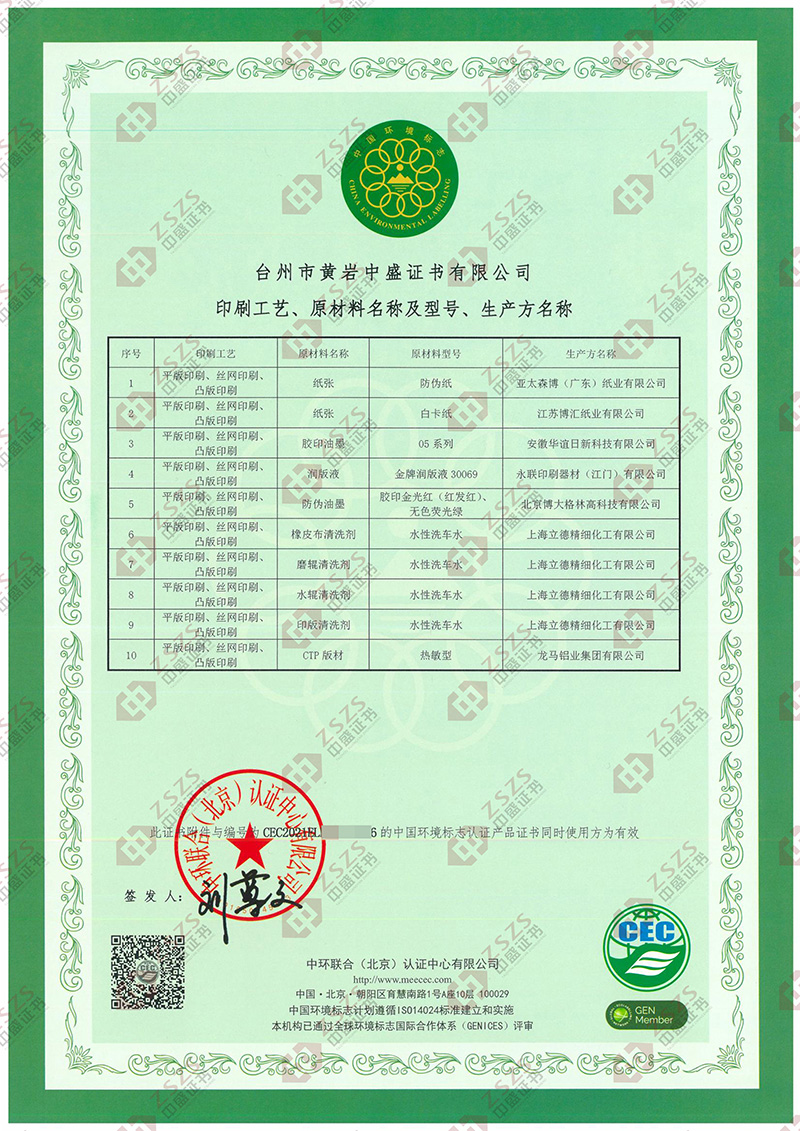中国环境认证产品认证证书-2